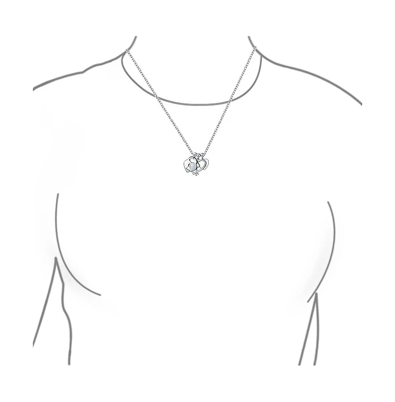 Love Lock And Key Heart 3 Charm Pendant Necklace .925 Sterling Silver
