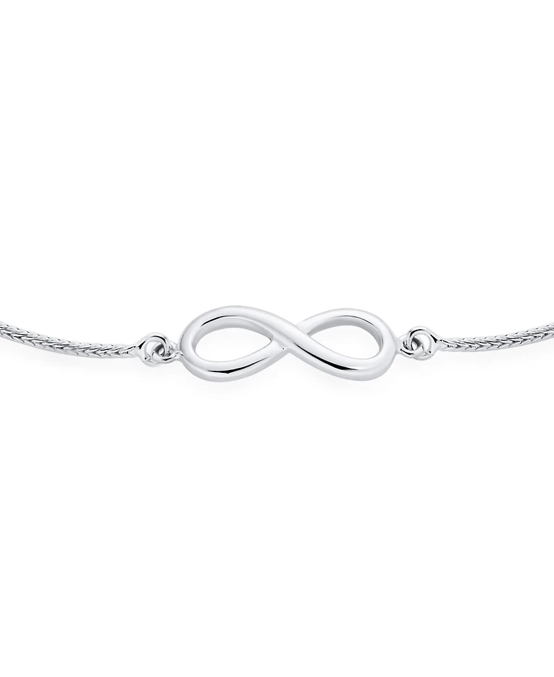Bling Jewelry Minimalist Simple Slide Love Knot Symbol Infinity Bolo Bracelet Sterling Silver Adjustable