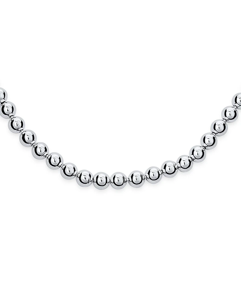 Bling Jewelry Dainty Sterling Silver Petite 4MM Round Bead Station Ball Necklace Shinny