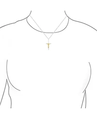 Bling Jewelry Simple Christian Catholic Religious Jewelry Medium Jesus Crucifix Cross Necklace Pendant 2 Tone Gold Plated Sterling Silver