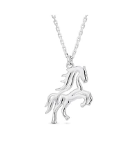 Bling Jewelry Cowgirl Equestrian Galloping Thoroughbred Horse Pendant Necklace Oxidized Sterling Silver