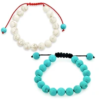 Bling Jewelry Natural Multi Stones Strand Stackable 10MM Bead Bracelet Cord String Adjustable