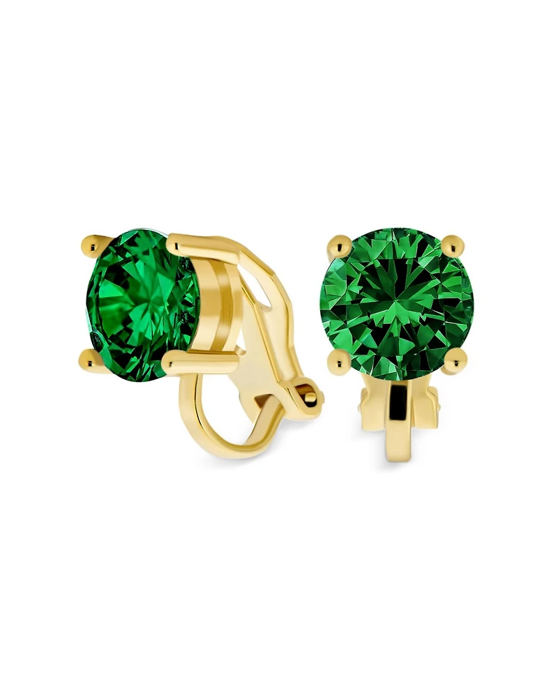 Bling Jewelry Set of 2 2CT Solitaire Round Cubic Zirconia Cz Clip On Stud Earrings Non Piercing