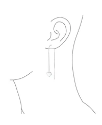 Bling Jewelry Simple Lightweight Long Flat Heart Chain Threader Earrings Sterling Silver Stabilizing U Hook