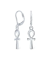 Bling Jewelry Christian Religious Symbol of Life Egyptian Ankh Cross Drop Dangle Lever back Earrings Sterling Silver