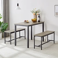 Streamdale Furniture Industrial Style Dining Set with Benches, Counter, and Chairs