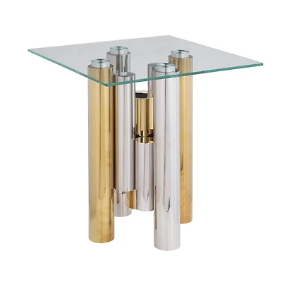 Streamdale 20" Stainless Steel Glass End Table - Modern & Sleek