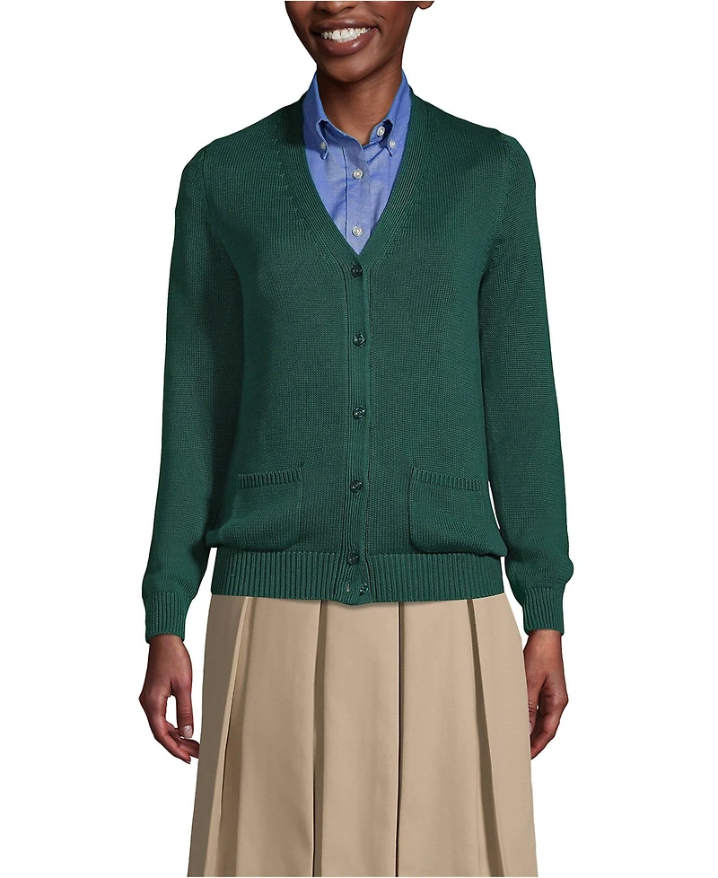 Lands' End Women's Cotton Modal Button Front Cardigan Sweater