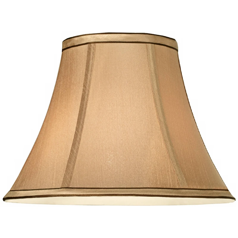 Springcrest Tan Small Bell Lamp Shade and Brown Trim 6" Top x 12" Bottom x 9" High (Spider) Replacement with Harp and Finial