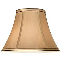 Springcrest Tan Small Bell Lamp Shade and Brown Trim 6" Top x 12" Bottom x 9" High (Spider) Replacement with Harp and Finial