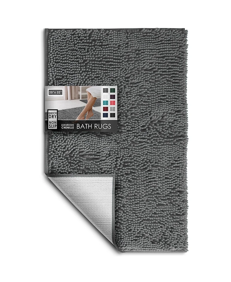 Ultra-Soft Chenille Bath Rug – Medium 20″×32″, Quick-Dry, Machine-Washable, Non-Slip Pvc Backing