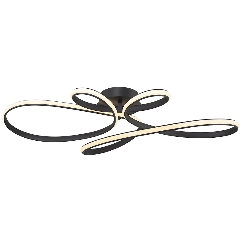 Possini Euro Design Helix Modern Semi Flush-Mount Ceiling Light Sand Black Dimmable Led Twisting 36 1/2" Wide Kitchen Living Room