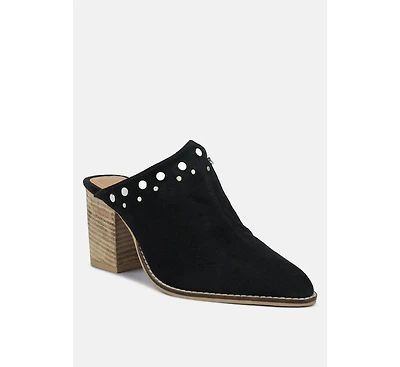 Leslie Womens Stacked Heel Mules