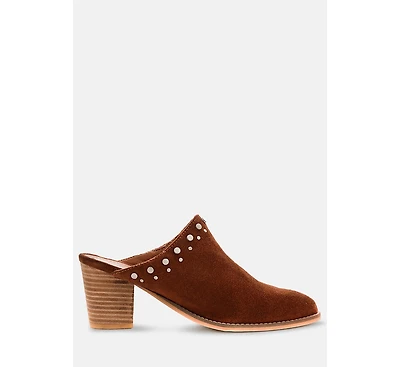 Leslie Womens Stacked Heel Mules