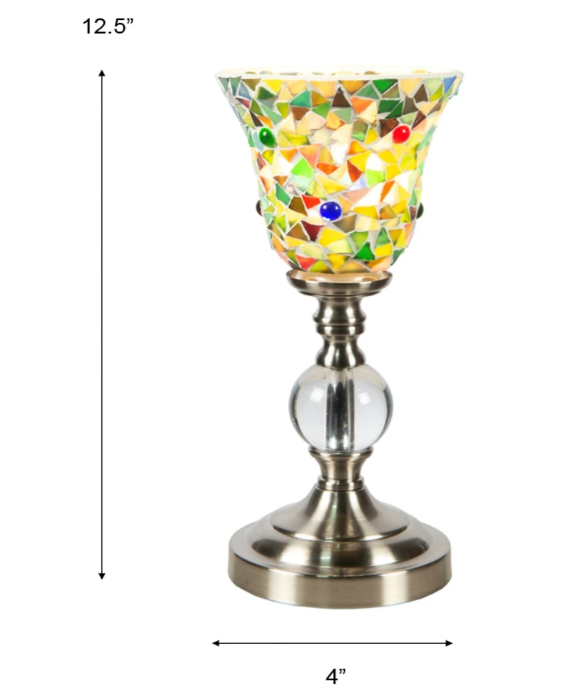 Dale Tiffany 12.5" Tall Lucida Mosaic Handcrafted Art Glass Shade with Jewels Accent Lamp