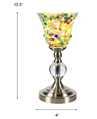 Dale Tiffany 12.5" Tall Lucida Mosaic Handcrafted Art Glass Shade with Jewels Accent Lamp