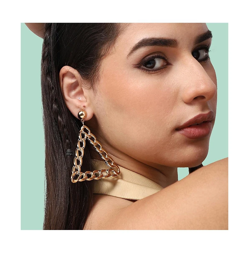 Sohi Women's Gold Chain-link Drop Earrings