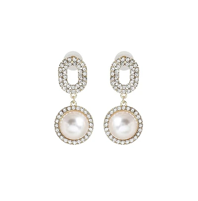 Sohi Women's Embellished Snowball Drop Earrings