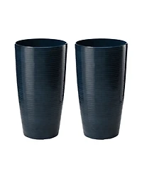 Glitzhome 22.5" H Oversized Set of 2 Turquoise Resin and Stone Faux Ceramic Textured Tall Planter