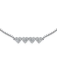 Bling Jewelry Dainty Petite Cubic Zirconia Micro Pave Cz Four Tiny Hearts Slide Bolo Bracelet For Women Sterling Silver Adjustable Sliding Ball Clasp
