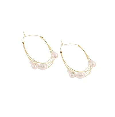 Sohi Women's Snowball Wire Hoop Earrings