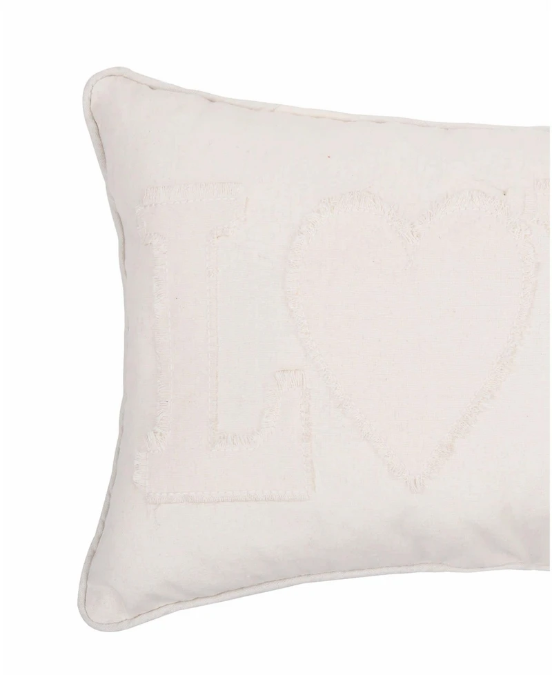 12" x 20" Valentine's Day White "Love" Applique Accent Throw Pillow