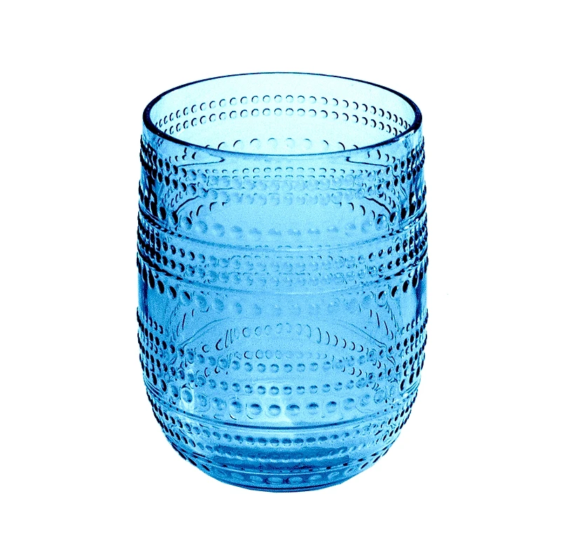 Abode Homewares Beaded Stemless Cobalt Glasses, Set of 6