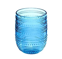 Abode Homewares Beaded Stemless Cobalt Glasses, Set of 6