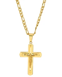 Steeltime Men's Gold-Tone Crucifix Pendant 24" Necklace