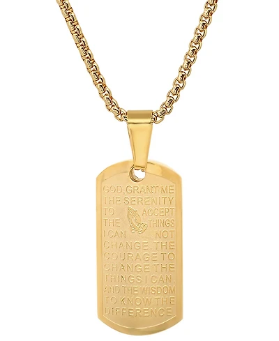 Steeltime Men's Serenity Prayer 24" Pendant Necklace