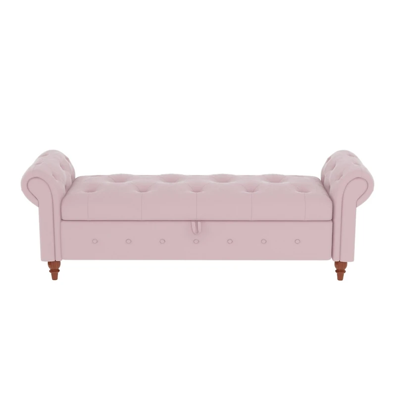 Bed Bench Pink Velvet
