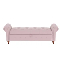 Bed Bench Pink Velvet