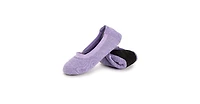 Muk Luks Women's 2 Pair Travel Ballerina Slipper Set