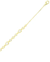 Cubic Zirconia Mixed Cut Chain Link Bracelet in 14k Gold-Plated Sterling Silver