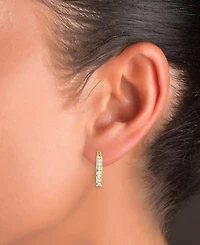 Cubic Zirconia Princess Small Oval Hoop Earrings in 14k Gold-Plated Sterling Silver