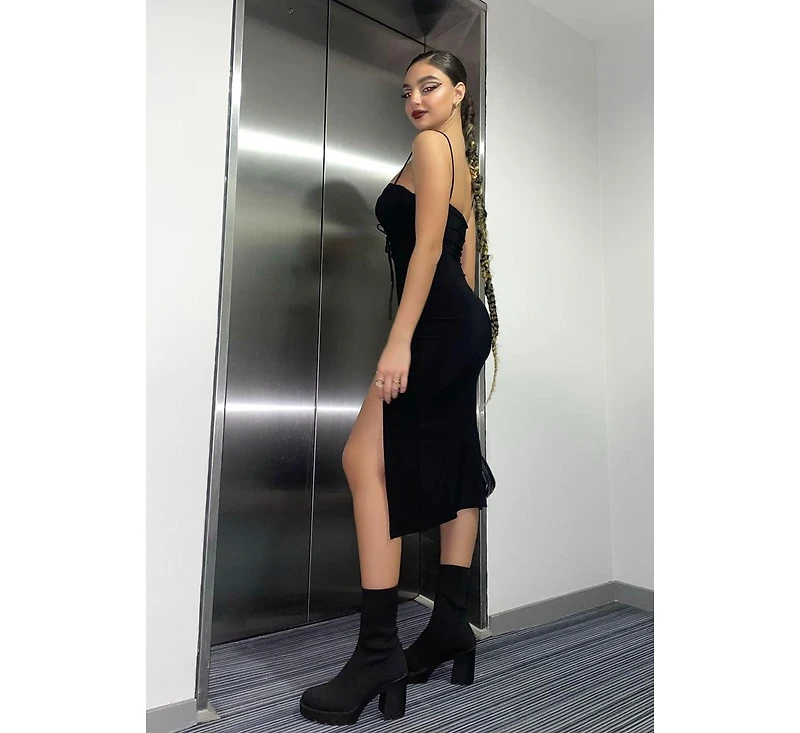 zinnia knitted block heeled boots