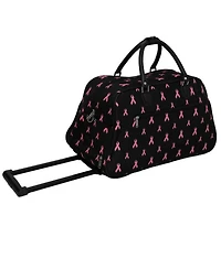 World Traveler Pink Ribbon 21-Inch Carry-On Rolling Duffel Bag