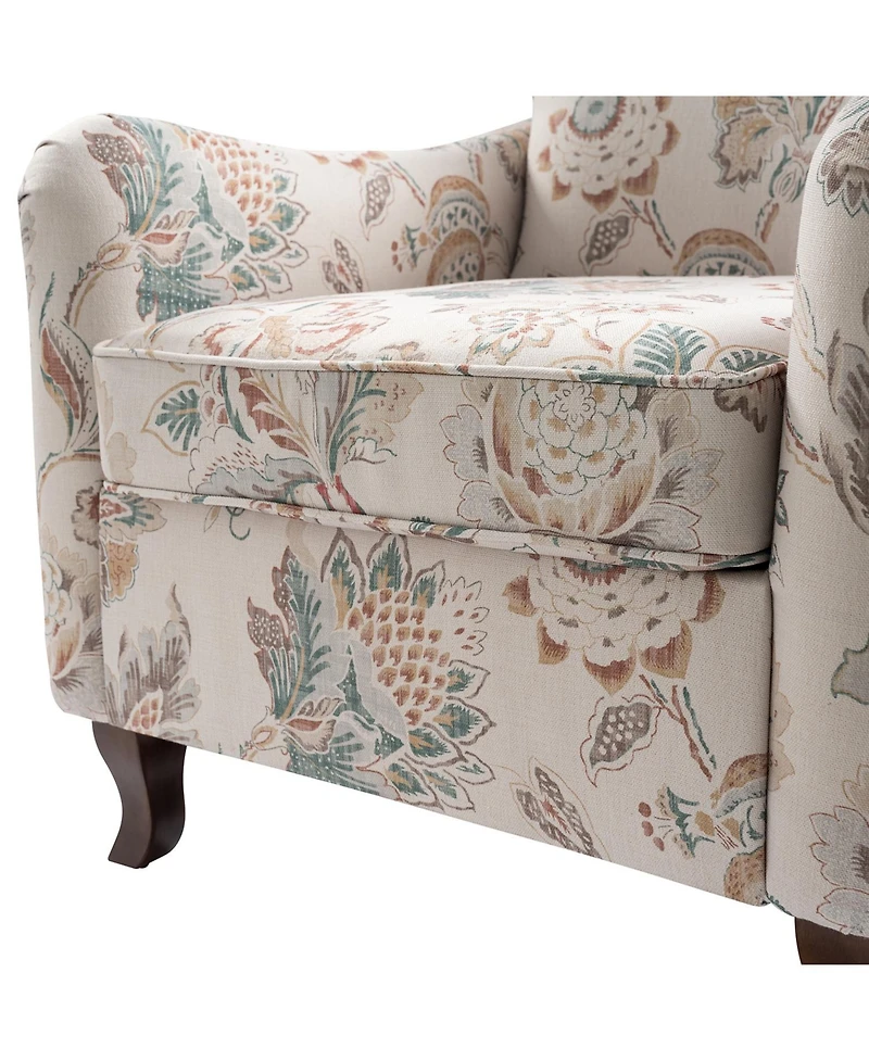 Ewert Comfy Floral Fabric Pattern Armchair with Wingback Design