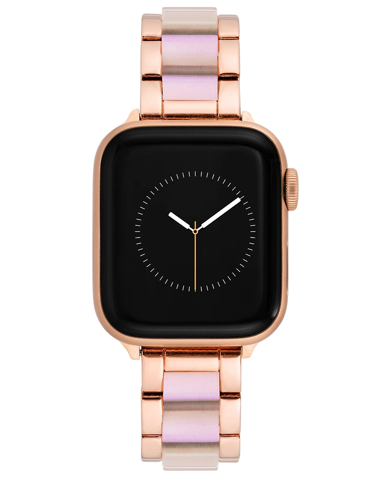 Anne Klein Women's Iridescent Acetate with Rose Gold-Tone Alloy Metal Link Bracelet designed for Apple Watch 42mm (Series 1-3 only) & 44/45/46/49mm (U
