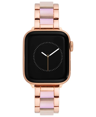 Anne Klein Women's Iridescent Acetate with Rose Gold-Tone Alloy Metal Link Bracelet designed for Apple Watch 42mm (Series 1-3 only) & 44/45/46/49mm (U