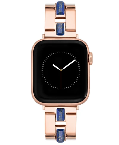 Anne Klein Women's Rose Gold-Tone Alloy Metal Bracelet with Genuine Blue Lapis designed for Apple Watch 42mm (Series 10) & 38/40/41mm