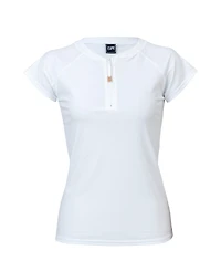 Ladies White Half Zip Ss Rash Top