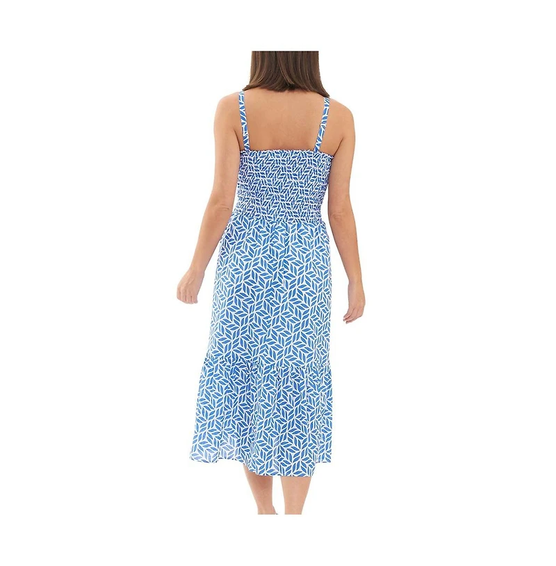 Ripe Maternity Capri Shirred Dress White/Lapis