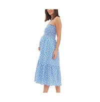 Ripe Maternity Capri Shirred Dress White/Lapis