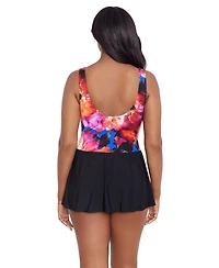 Longitude by Mimi Flamingo Women's Twist Shirred Swim Dress