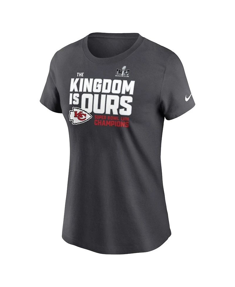 Women's Nike Anthracite Kansas City Chiefs Super Bowl Lviii Champions Local Fashion T-shirt