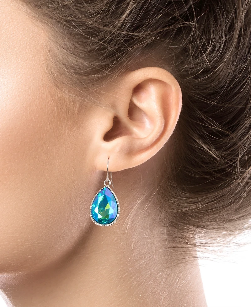 Macy's Pear Shape Crystal Drop Earrings (7/25 ct. t.w.) Fine Silver Plated Brass