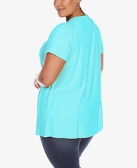 White Mark Plus Crisscross Cutout Short Sleeve Top
