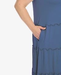 White Mark Plus Scoop Neck Tiered Midi Dress