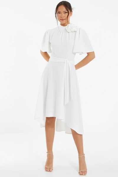 Quiz Women's Flower Detail Dip Hem Dress